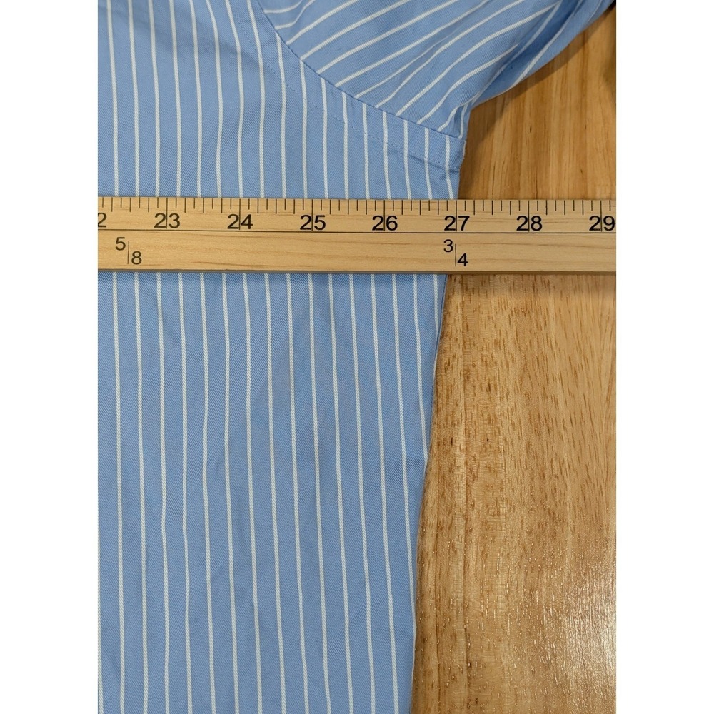Tommy Hilfiger Mens XL Blue White Striped French Cuff Dress Shirt 17.5 34-35 - Picture 7 of 8